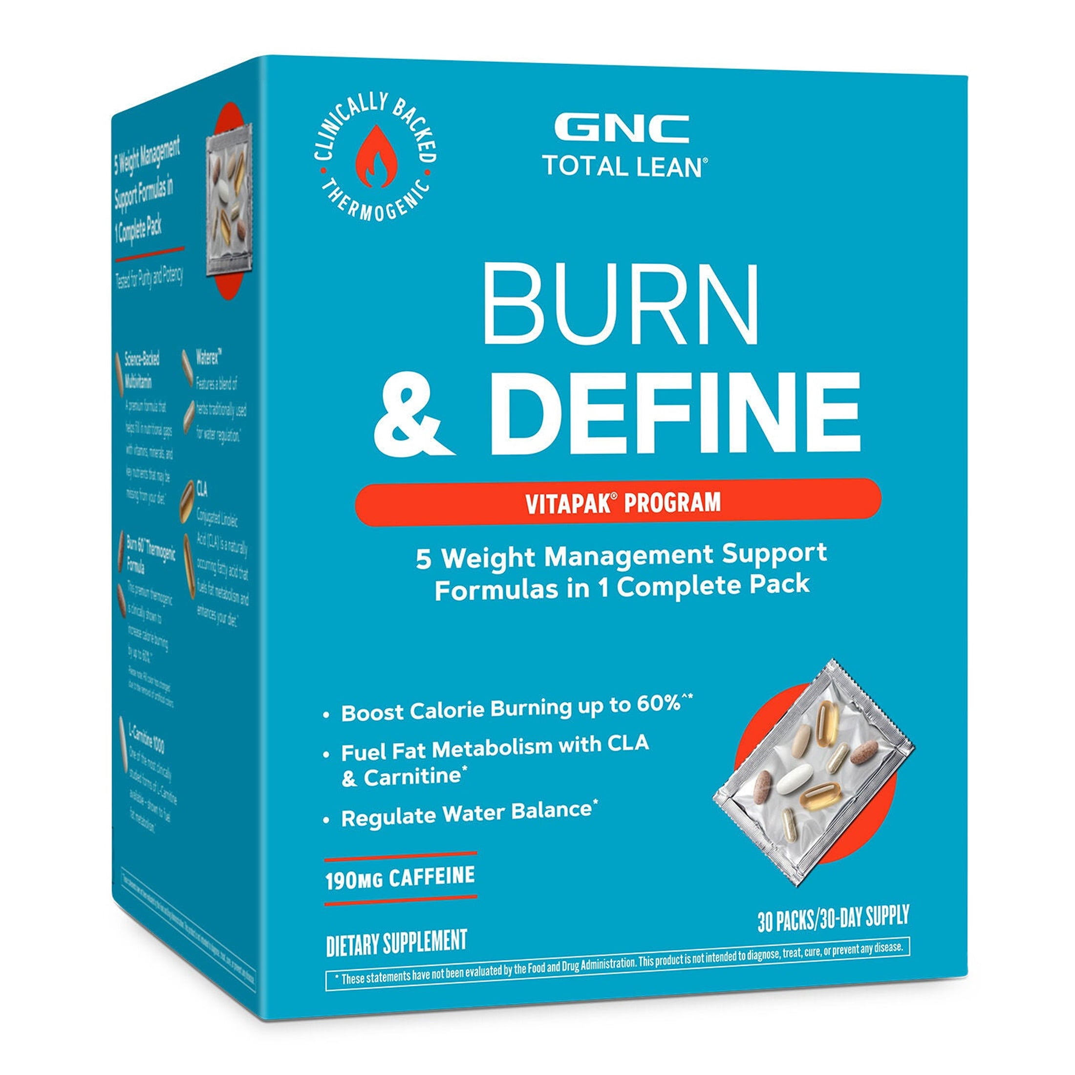 GNC Total Lean Burn & Define Vitapak, 30 Packs (Pack of 1