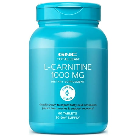 GNC Total Lean L-Carnitine 1000mg, 60 Tablets, Supports Recovery and Lean Muscle Growth