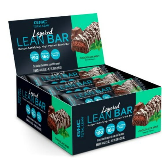 GNC Total Lean Layered Lean Bar, 16g Protein, Chocolate Mint, 9 Bars