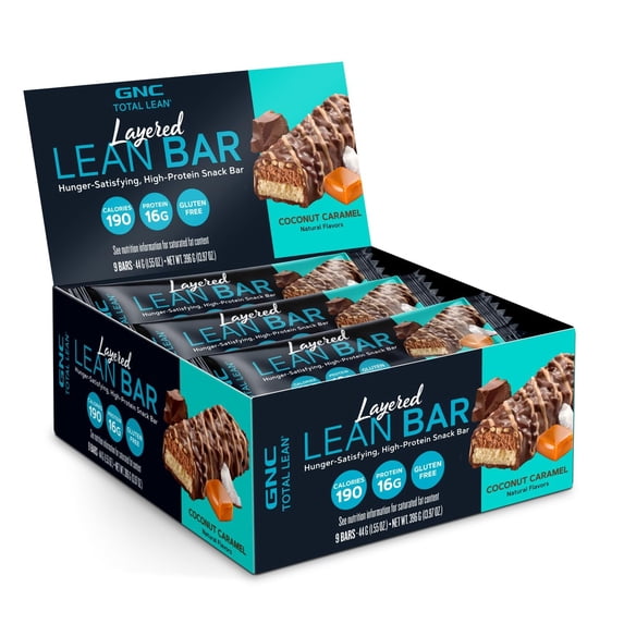 GNC Total Lean Layered Lean Bar - Coconut Caramel | 16g Protein | 9 Bars