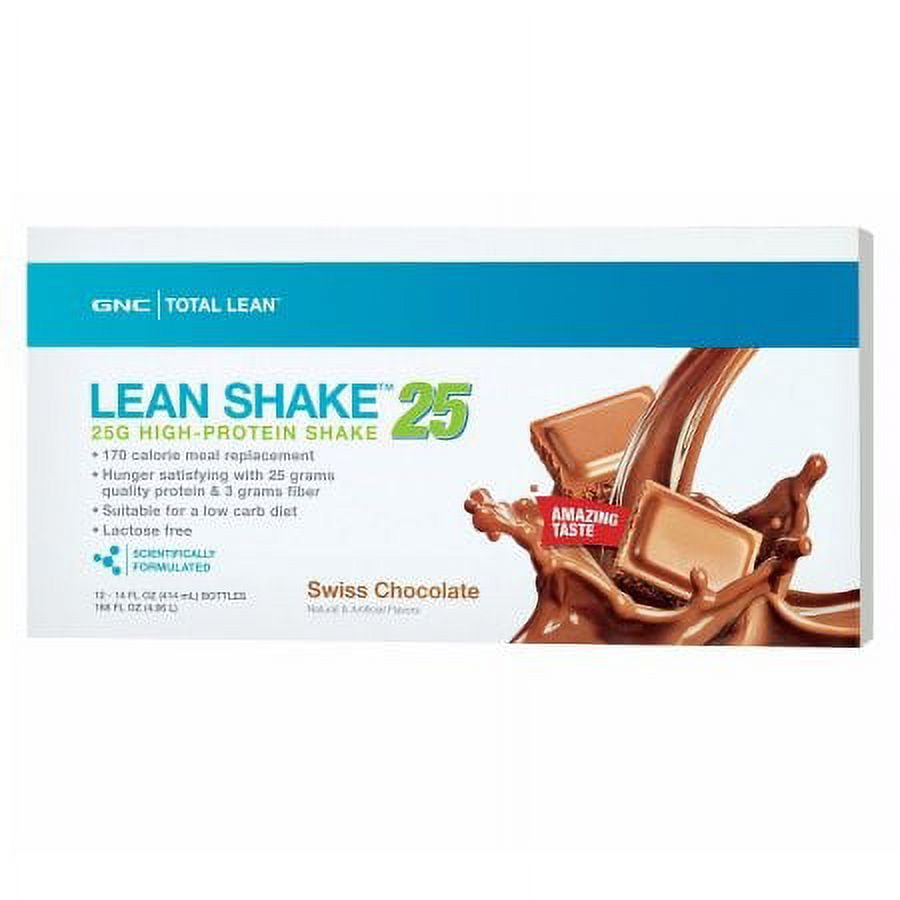 GNC TOTAL LEAN Lean Shake 25 Swiss Chocolate 12-14 FL oz. 12 Servings  045695 (Ne