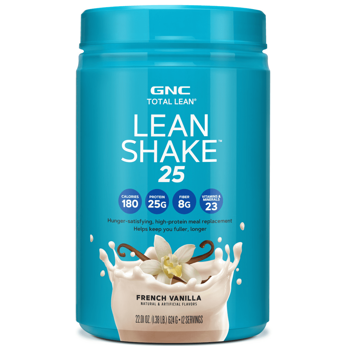 GNC Total Lean Shake 25 Protein Meal Replacement Powder, Vanilla, 1.38 lbs, Weight Support