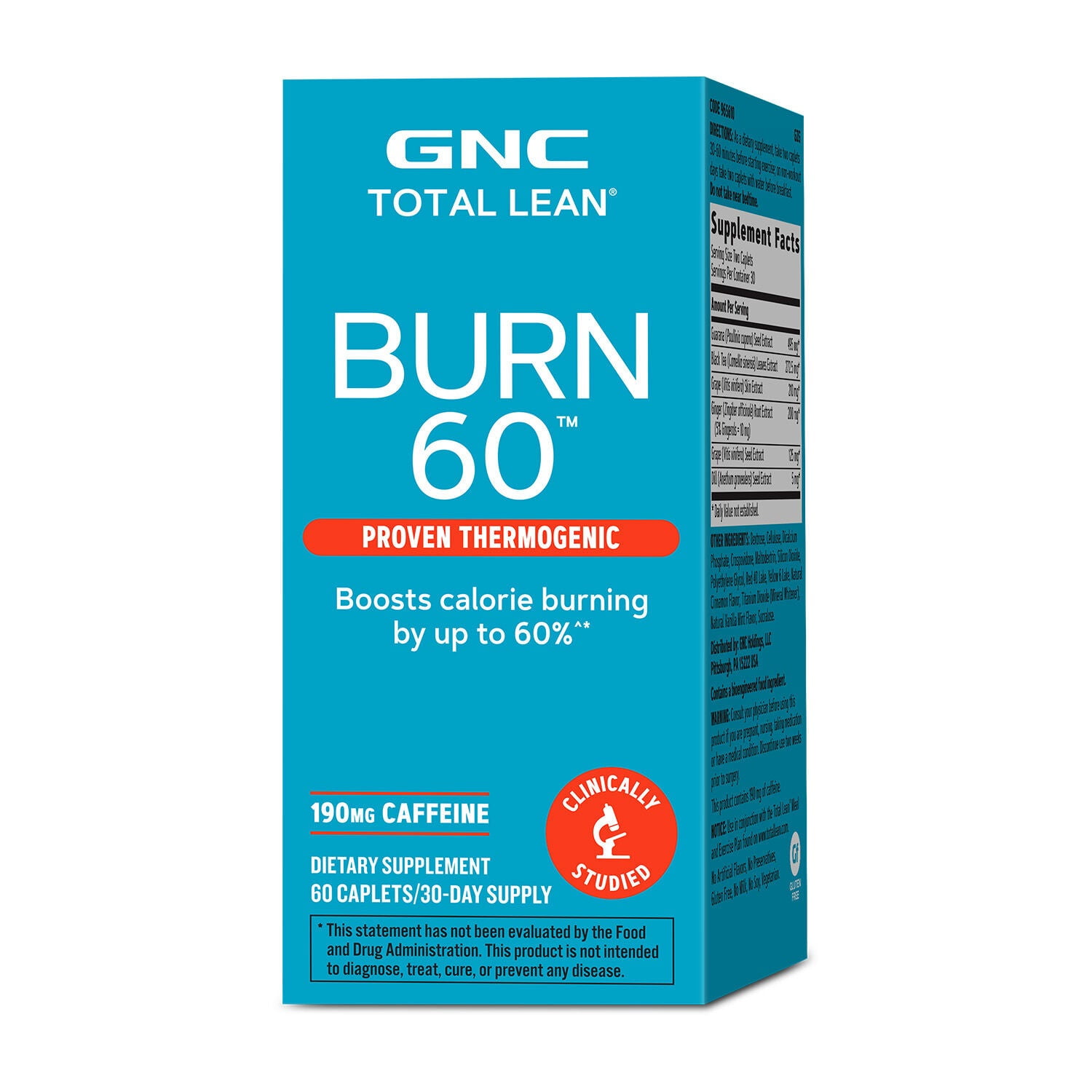 GNC Total Lean | Total Burn 60 | Clinically Proven Thermogenic Formula | 30 Servings