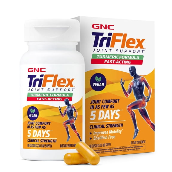 GNC TriFlex Turmeric Formula, Improves Joint Comfort and Stiffness, Promotes Mobility and Flexibility, 60 Capsules