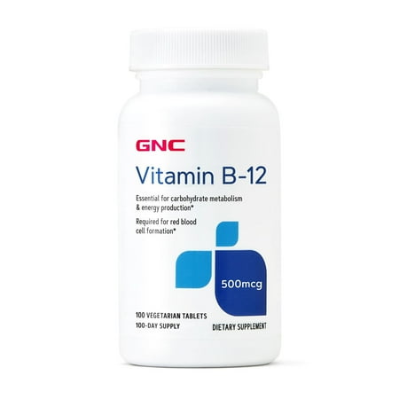 GNC Vitamin B-12 500mcg, 100 Tablets, Supports Energy Production