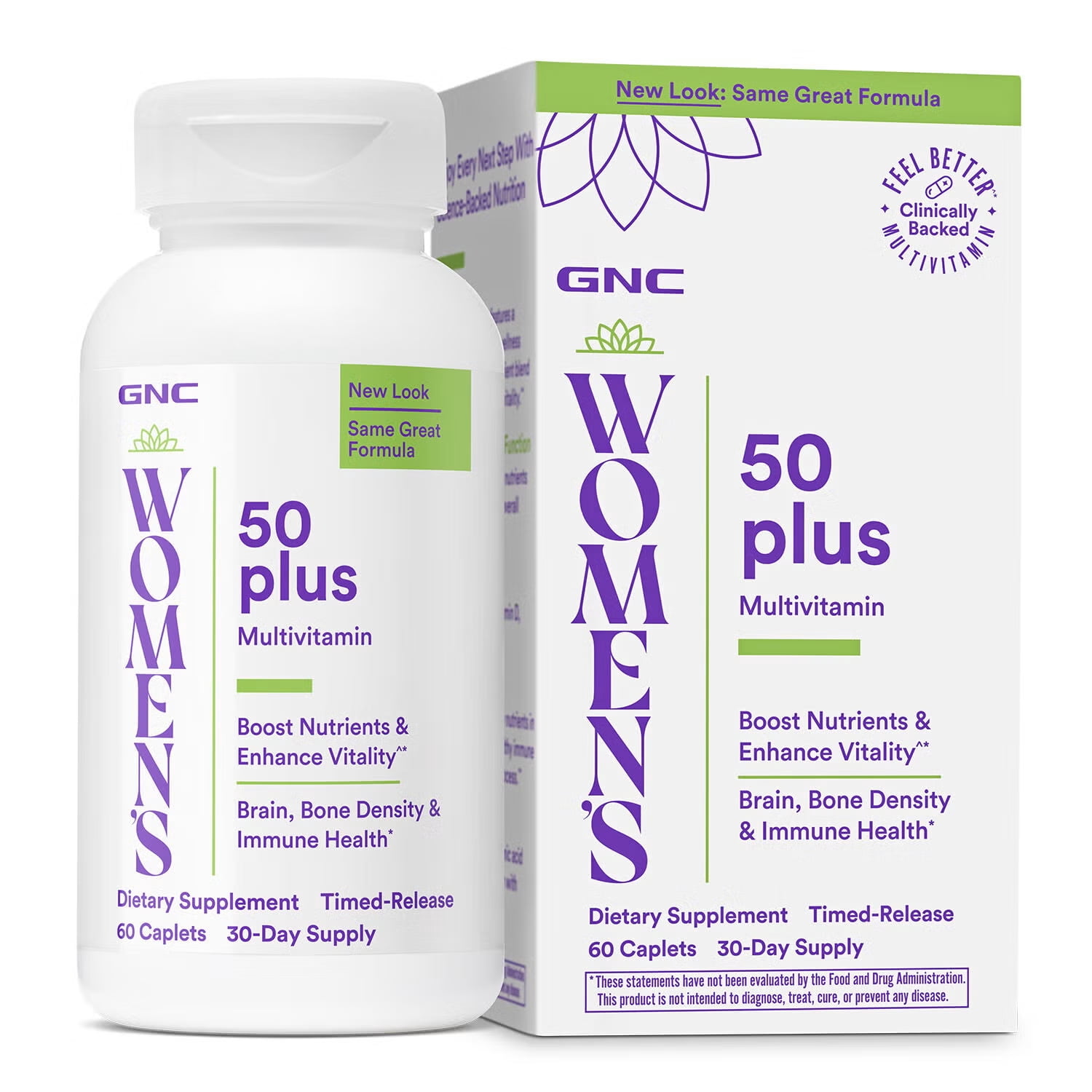 GNC Women's 50+ Multivitamin for Women - Clinically backed multivitamin formula to support aging women, 60 Capsules (30 Servings)