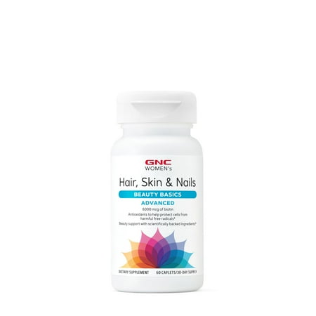 GNC Women's Advanced Hair, Skin & Nails Daily Multivitamin Blend for Women | Clinically studied Beauty support containing Biotin, Hyaluronic Acid, Collagen, Lutein, and Antioxidants | 60 Caplets
