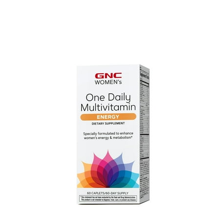 GNC Women's One Daily Multivitamin Energy, With Caffeine, Energy And Metabolism, 60 Caplets, 60 Servings