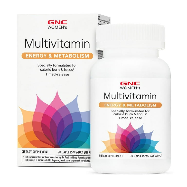glutathione gnc female daily Women's Energy and Metabolism Multivitamin, For Energy, Calorie Burn, Mental Sharpness and Immune Health with Overall Wellness Support, 90 Caplets PNC-27 10 mg
