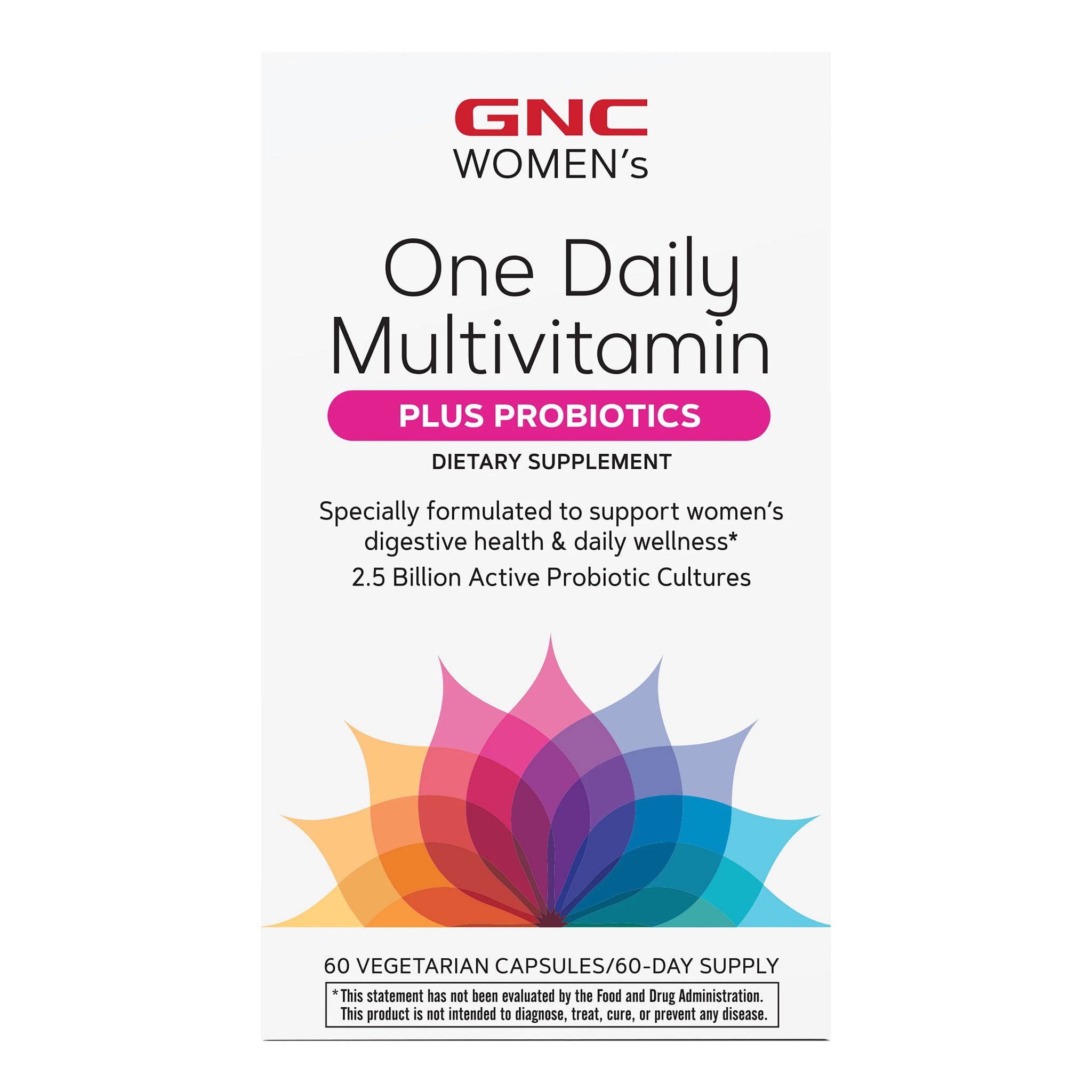 GNC Women's Multivitamin Plus Probiotics, Digestive Health, Overall Wellness, 60 Capsules, 60 Servings