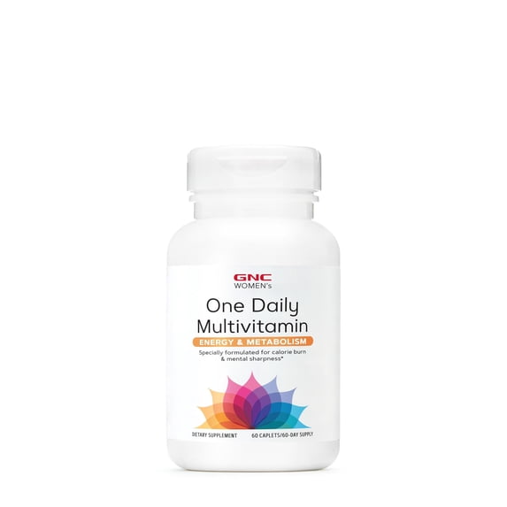 GNC Women's One Daily Multivitamin - Energy & Metabolism, Supports Increased Performance, Focus and Cardiovascular Health, Daily Supplement, 60 Caplets