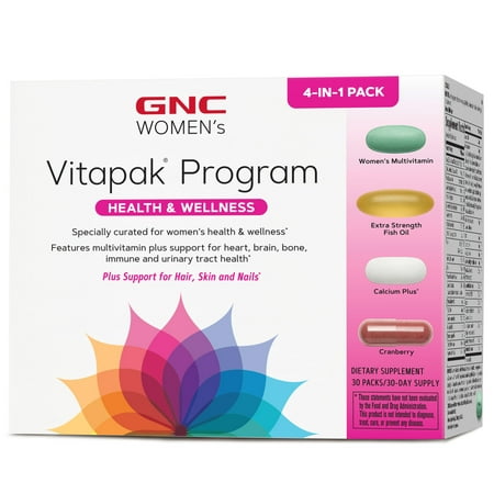 GNC Women's Vitapak Program, 30 Daily Packs, 4-in-1 Complete Daily Multivitamin and Nutrition