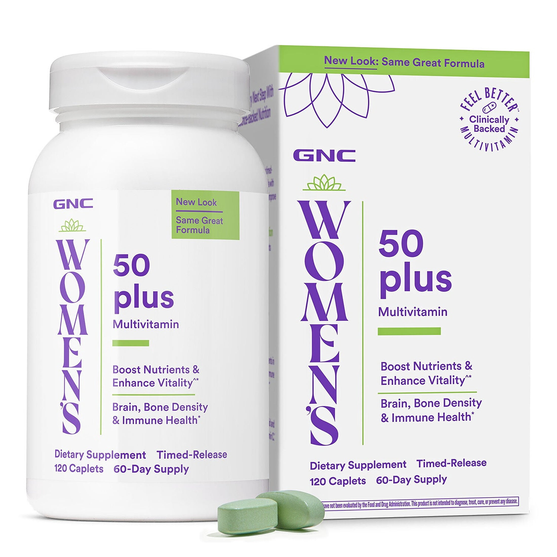 GNC Womens 50+ multivitamin, 120 Caplets (Pack of 1)