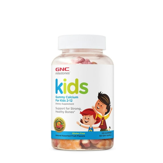 GNC milestones Kids Gummy Calcium | Includes Calcium and Phosphorus to Help Build Strong Bones and Teeth - 120 Gummies