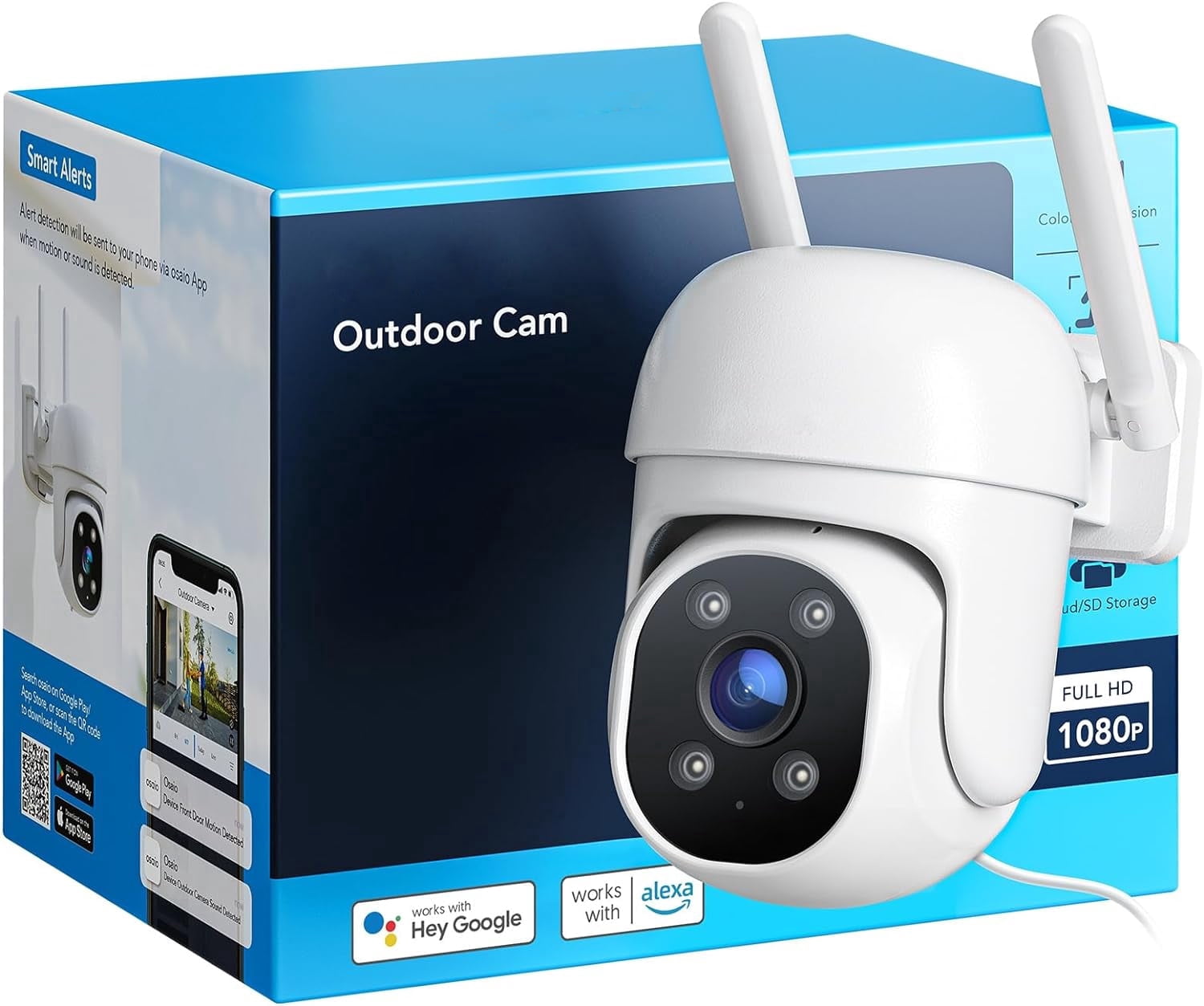 WiFi Outdoor Security Camera, 1080P, IP66 Waterproof, Motion