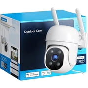 Outdoor Security Camera 1080P , Wired WiFi, 360° View PTZ, Color Night Vision, Smart Motion Sensor, 2 Way Audio, IP66 Waterproof