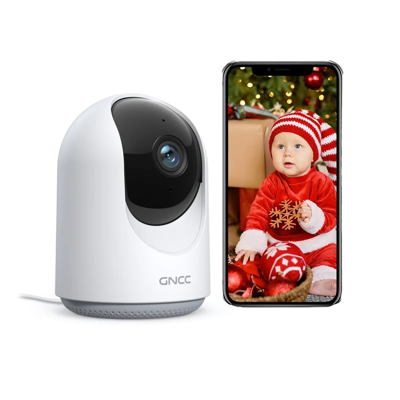 Gncc caméra de surveillance 1080p intérieures gc2, babyphone vidéo moniteur  pour bébé avec vision nocturne et détection de mouvement - Conforama