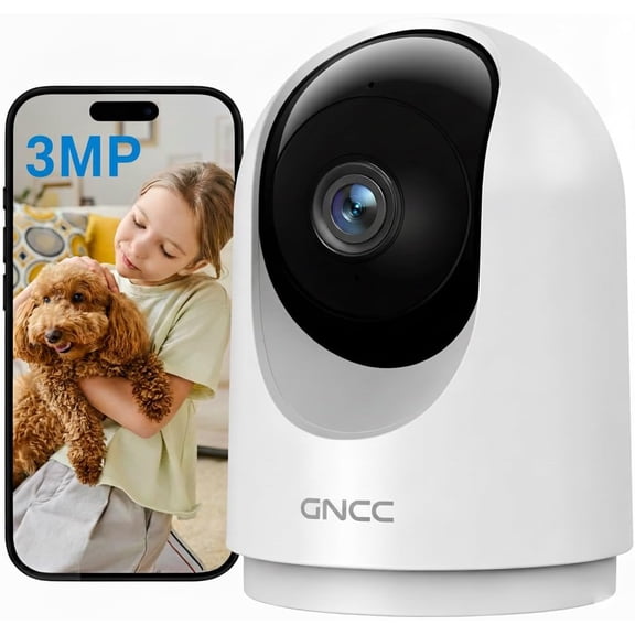 GNCC Indoor Security Camera, 2K Cameras for Home Security with Motion Detection, Baby/Pet Camera with Phone App, Night Vision, 2-Way Audio, TF/Cloud Storage, Works with Alexa & Google Home, 2.4G WiFi