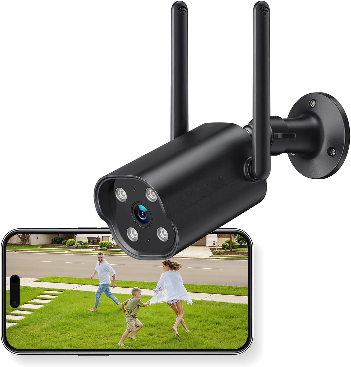 DEKCO 2K Outdoor Security Camera (2-Pack) – Pan-Tilt 360° WiFi Cam With Color Night Vision, Motion Tracking & 2-Way Talk