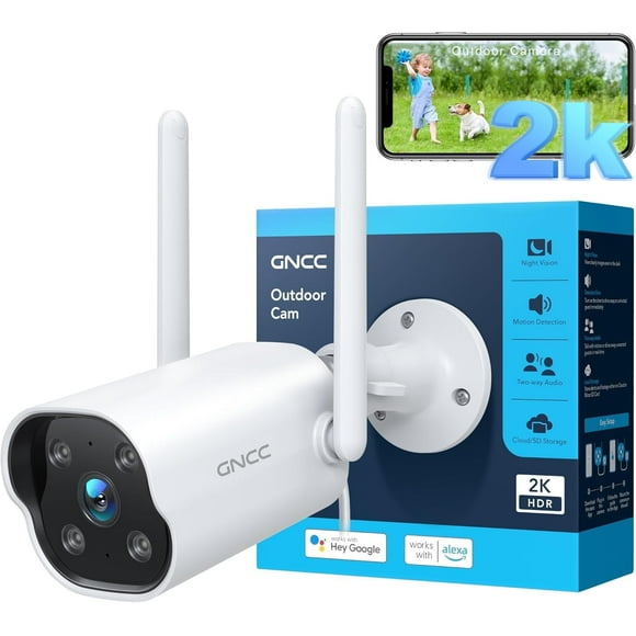 GNCC  Wifi Outdoor Surveillance Cameras 2K ,PIR Motion Detection,Two-Way Audio, IP66 Waterproof & Night Vision