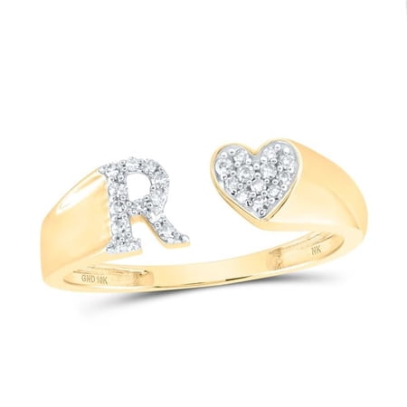 GND 176162 0.12 CTW Diamond NK Gift Initial R Ladies Heart Ring