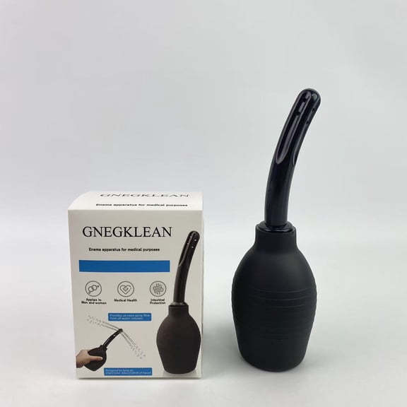 GNEGKLEAN Enema apparatus for medical purposes,Clean and Healthy Anal Douche for Women,Shower Enema Bulb Cleaner Wash Flusher System for Women and Man 10 oz(Black)