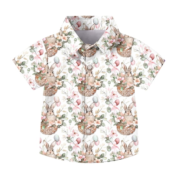 GNFQXSS Kids Easter Bunny Graphic Short Sleeve Crew Neck Pullover Relaxed Lightweight Comfortable Soft Casual Easter School Family Gathering Wear White 6 Years