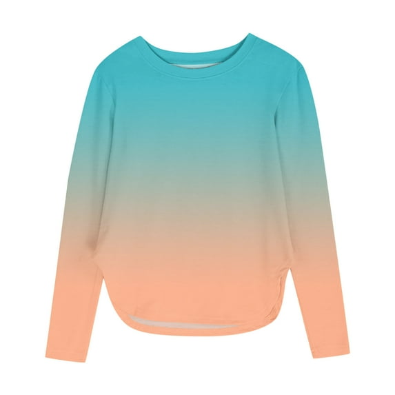 GNFQXSS Kids Gradient Crew Neck Long Sleeve Top Relaxed Soft Breathable Comfortable Casual Party Outdoor Wear Orange 4 Years