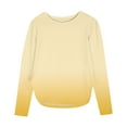 thumbnail image 1 of GNFQXSS Kids Ombre Crew Neck Long Sleeve Top Relaxed Soft Breathable Cozy Casual School Everyday Wear Yellow 3 Years, 1 of 7