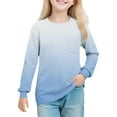 thumbnail image 1 of GNFQXSS Kids Solid Crew Neck Long Sleeve Pullover Relaxed Soft Breathable Comfortable Casual Everyday School Wear Light Blue 11 Years, 1 of 8