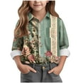 thumbnail image 1 of GNFQXSS Kids Tropical Floral Short Sleeve Button Up Shirt Relaxed Lightweight Breathable Comfortable Casual Beach Vacation Wear Green 13 Years, 1 of 5