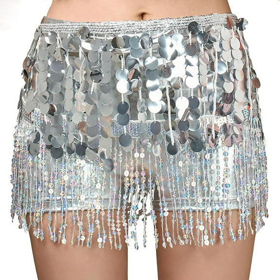 GNFQXSS Sequin Bodycon Mini Skirt High Waisted Shiny Design Elastic Waist for Party Night Out Holiday Celebrations White Free Size