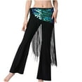 thumbnail image 1 of GNFQXSS Sequin Fringed Belly Dance Pants Skirt Wrap Design Flowy Hem for Performance Dance Practice Green Free Size, 1 of 1