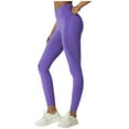 thumbnail image 1 of GNFQXSS Solid Color Yoga Leggings High Waist Elastic Sports Pants Comfortable Fabric for Fitness Running and Gym Casual Wear for All Seasons Activewear Purple M, 1 of 6