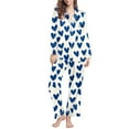 thumbnail image 1 of GNFQXSS V-Day Pajama Set Geometric Heart Pattern Long Sleeve V Neck Button Front Stylish Sleepwear Loungewear for Occasion Blue S, 1 of 8