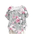 thumbnail image 1 of GNFQXSS Women Floral Print V Neck Flare Sleeve Blouse Casual Breathable Lightweight Pullover Top For Beach Trips Pink XXXXXL, 1 of 5