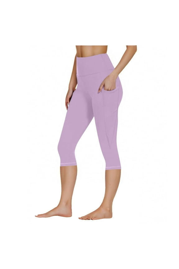 Women Workout Pocket Leggings Capris Soft Comfortable Casual Pants for Fitness Running Yoga Dancing Daily Wear with Pockets Ideal for and Winter Purple XXL