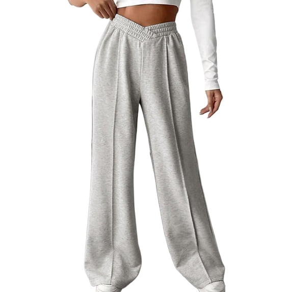 GNFQXSS Women's Elastic High Waisted Wide Leg Sweatpants with Pleats Loose Casual Pants for Daily Wear & Street Style Gray S