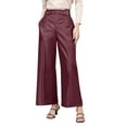 thumbnail image 1 of GNFQXSS Women's High Waisted Belted Wide Leg Faux Leather Pants with Pockets Dressy Trousers for Office Evening & Fashion Events Wine XXL, 1 of 8