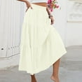 thumbnail image 1 of GNFQXSS Women's Summer Casual Elegant Smock Layered Tiered Maxi Skirt High Waisted A Line Flowy Long Skirts with Pockets Beige L, 1 of 8