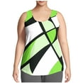thumbnail image 1 of GNFQXSS Womens Crew Neck Tank Top Geometric Color Block Slim Sleeveless Top Stretchy Comfy Casual Party Top Green XXXL, 1 of 7