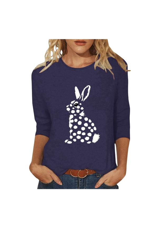 Womens Easter Shirt Classic Crew Neck Pull On Soft Tee Bunny Holding Carrot Egg Graphic Top For Family Gathering Daily Wear Purple XXXXL