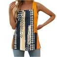 thumbnail image 1 of GNFQXSS Womens V Neck Tank Top Floral Print Sleeveless Top Casual Soft Breathable Daily Weekend Wear Top Orange S, 1 of 6