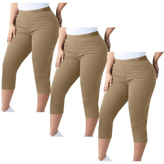 GNFQXSS Yoga Pants Capris Elastic Waist Comfortable Stretchy Jogger Soft Breathable Casual Daily Wear Women's Activewear Sports Leggings Khaki XXXL