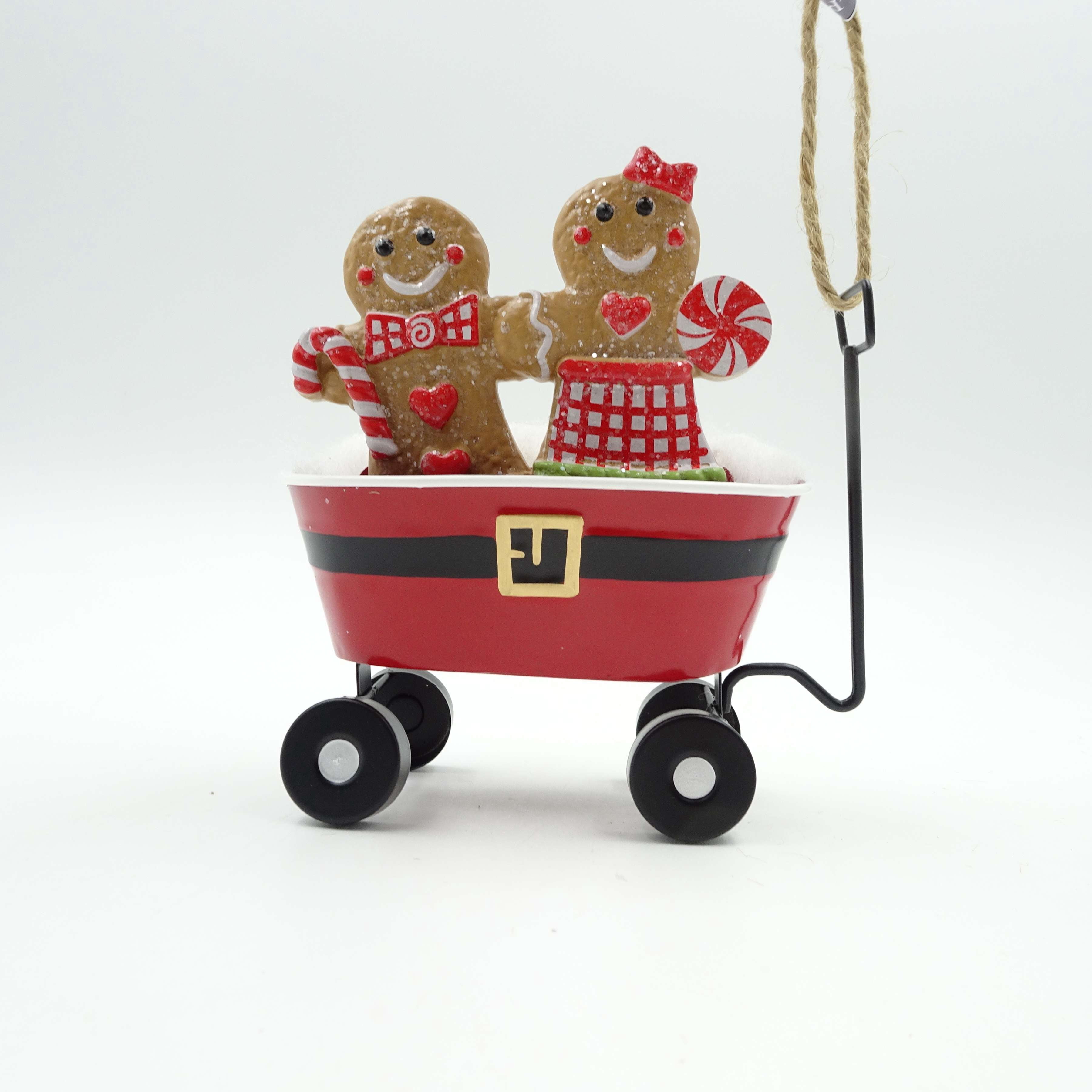 Multicolor Gingerbread Couple in Wagon Christmas Ornament, 4.8", by Holiday Time