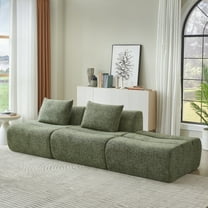 GNIXUU 107.5” Chenille Modular Sectional 3-Seater Sofa, Modern Sofas Couch Space-Saving for Living Room Apartment, Oversized High Density Sponges Cloud Couches ,No Assembly,Green