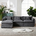 thumbnail image 1 of GNIXUU 112" Oversized Sectional Sofa Cloud Couch for Living Room, Modern Chenille L Shaped Couch, Comfy Boucle Modular Sofa Sleeper with Moveable Ottoman & Memory Foam (Gray), 1 of 8