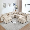 thumbnail image 1 of GNIXUU 113.4 " U-Shaped Cloud Couch ,Oversized Sectional Sofa with 2 Ottomans,Modern Chenille Deep Seat Modular 7-Seater Corner Couches for Living Room, Office,Beige, 1 of 7