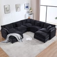 thumbnail image 1 of GNIXUU 113.4 " U-Shaped Cloud Couch ,Oversized Sectional Sofa with 2 Ottomans,Modern Chenille Deep Seat Modular 7-Seater Corner Couches for Living Room, Office,Black, 1 of 7