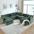 thumbnail image 1 of GNIXUU 113.4 " U-Shaped Cloud Couch ,Oversized Sectional Sofa with 2 Ottomans,Modern Chenille Deep Seat Modular 7-Seater Corner Couches for Living Room, Office,Green, 1 of 7